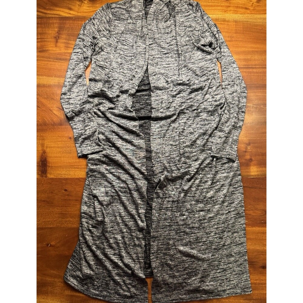 White House Black Market Duster Cardigan Gray Long Knit Pockets Coatigan Sz S